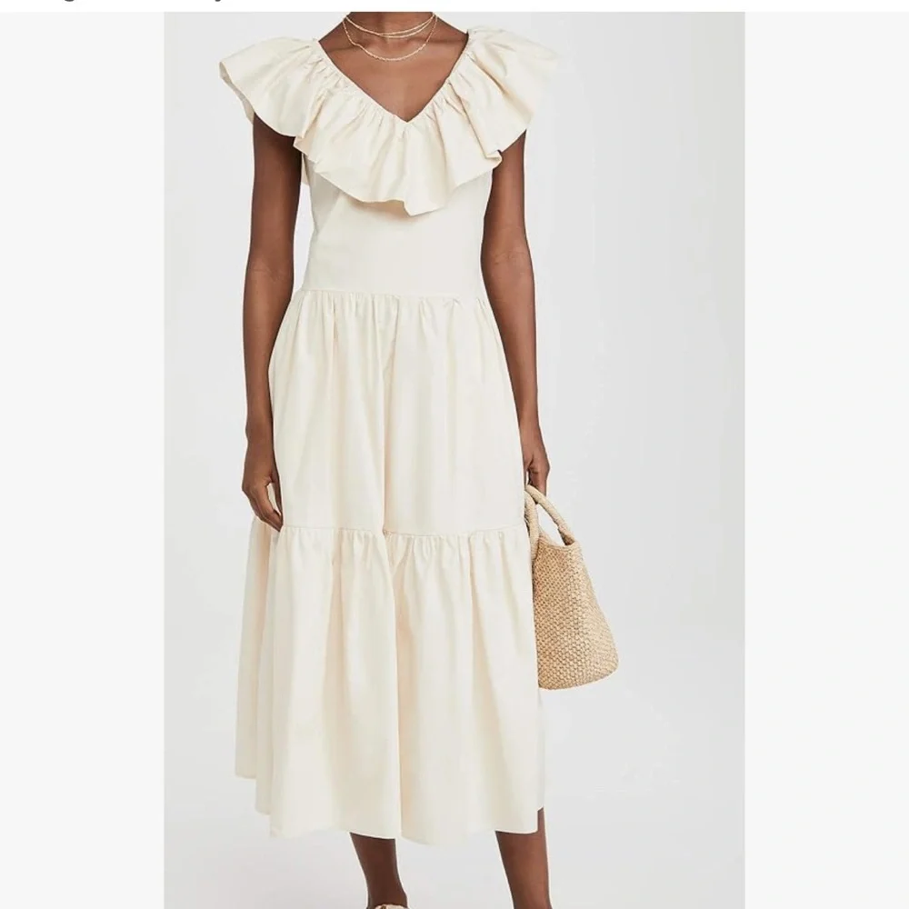 English Factory Ruffle Neck Sleeveless Midi Dress - Picture 2 of 9